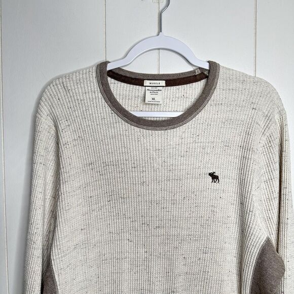 Abercrombie & Fitch Men's Size XL Muscle Waffle Knit Crewneck Long Sleeve Shirt - Picture 3 of 9